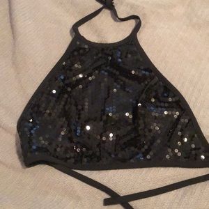 Hugo Buscati Black Sequin Halter Top. Size 2.